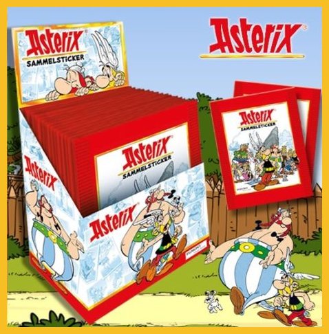 Asterix Sammelsticker Display mit 50 Tüten.JPG